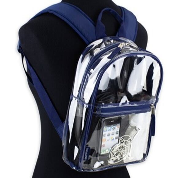 Eastsport Unisex Clear Mini Dome Backpack, Blue Trim - Picture 1 of 5